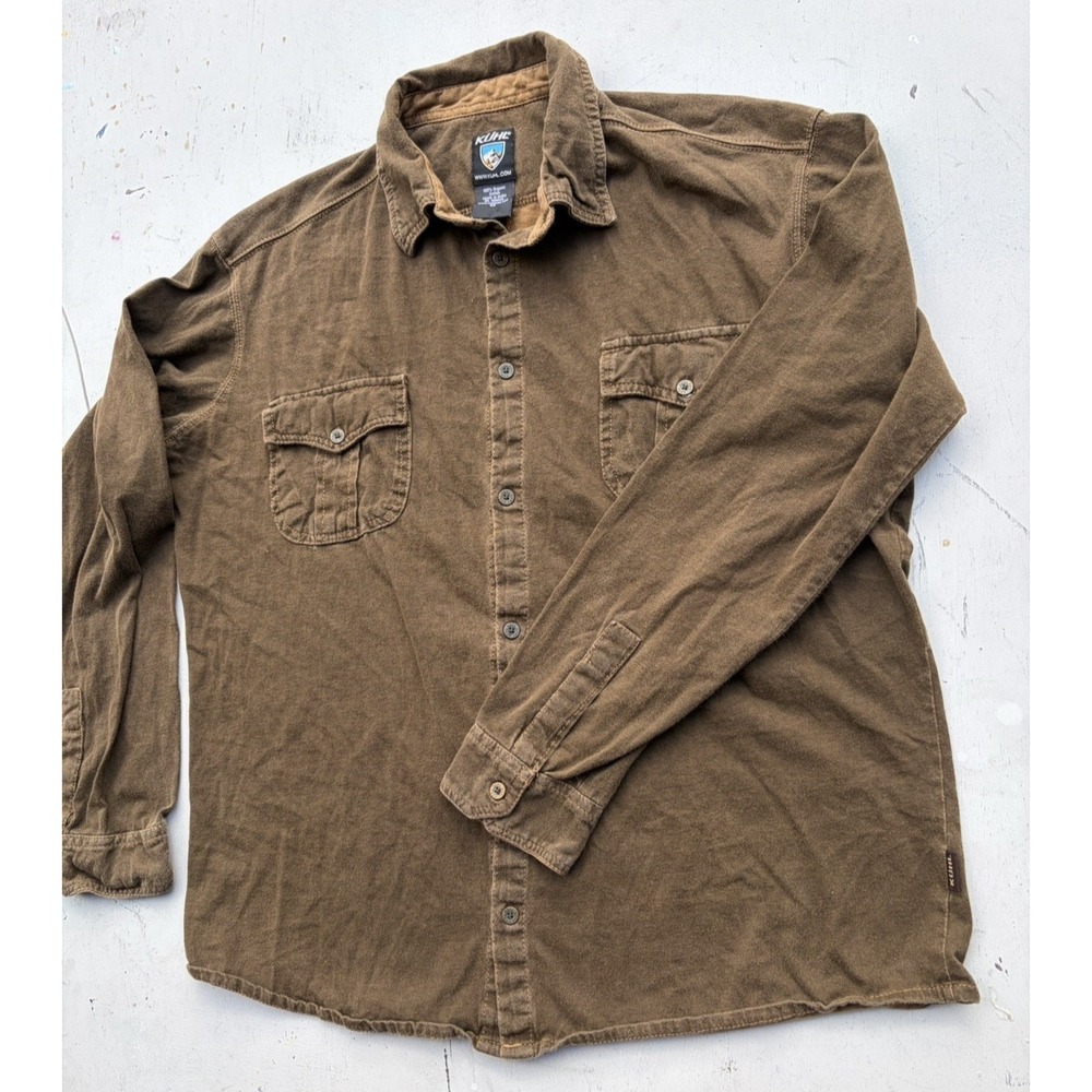 Men's Kuhl Shirt Button-Down Brown M Casual Outdoor Hike Gorpcore Camp Dadcore